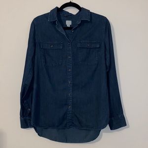 A New Day. Cotton blue Jean button up. Medium